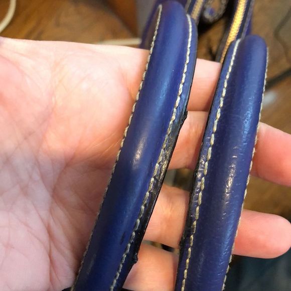 KATE SPADE Cobalt Blue Leather Satchel Tote Shoulder Bag with Three Sections - Picture 12 of 15